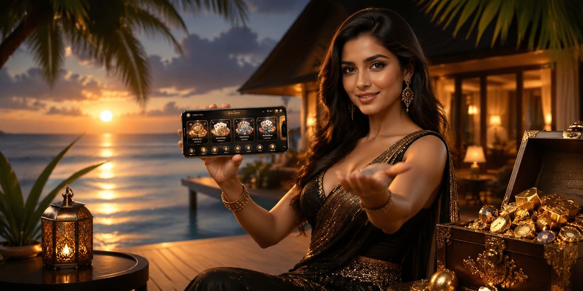 Mobile casino player enjoying slots on a beach setting in Kerala